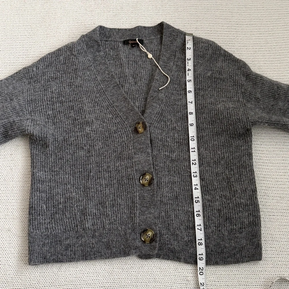Quince Charcoal Gray Ribbed V-Neck Button Cardigan - Picture 4 of 7